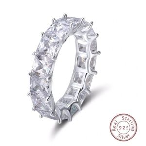 Sterling Silver Pave Cubic Zirconia Eternity Band